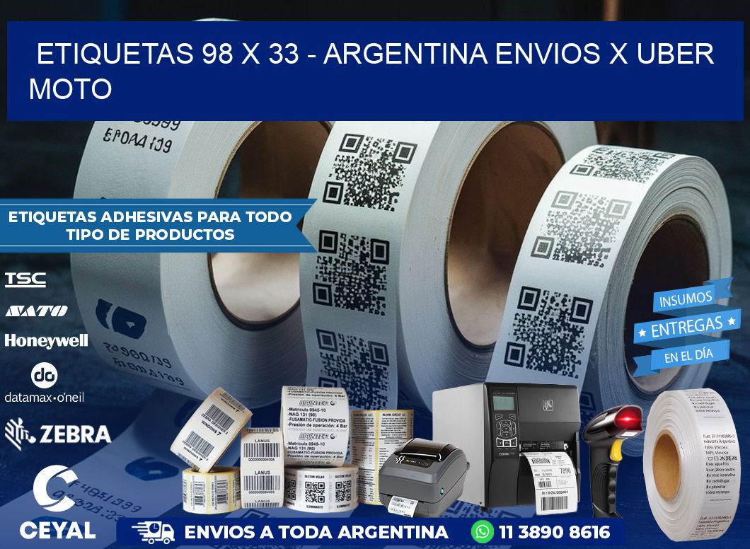 ETIQUETAS 98 x 33 - ARGENTINA ENVIOS X UBER MOTO