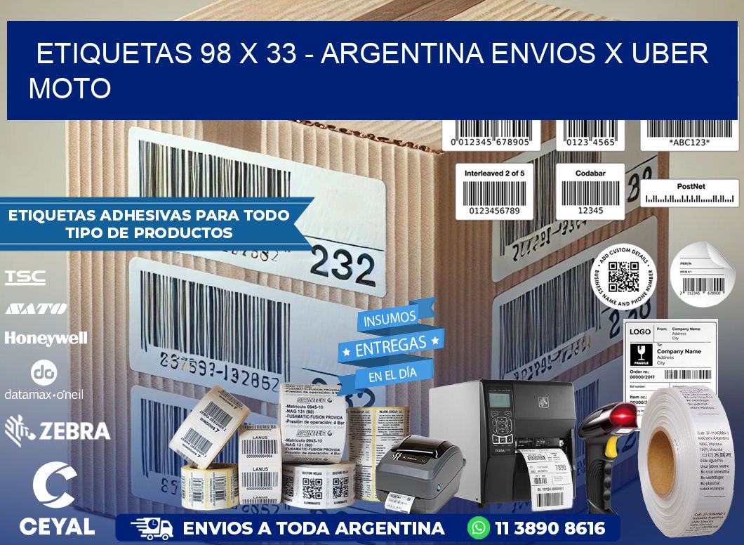 ETIQUETAS 98 x 33 – ARGENTINA ENVIOS X UBER MOTO