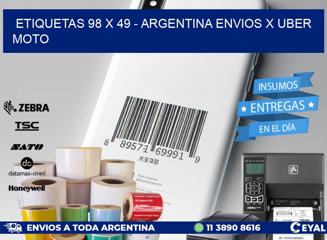 ETIQUETAS 98 x 49 - ARGENTINA ENVIOS X UBER MOTO