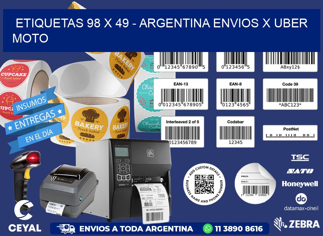 ETIQUETAS 98 x 49 - ARGENTINA ENVIOS X UBER MOTO