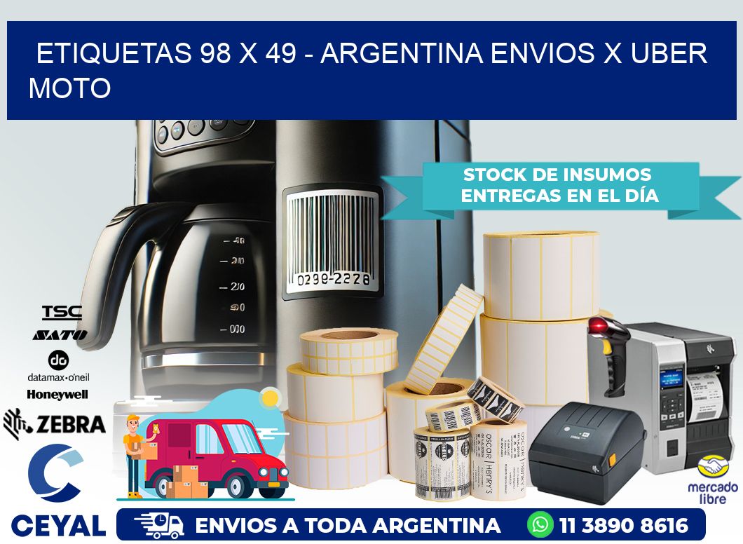 ETIQUETAS 98 x 49 – ARGENTINA ENVIOS X UBER MOTO