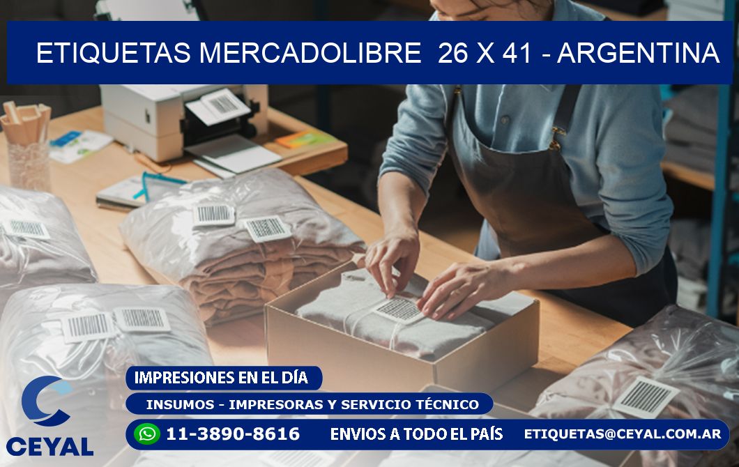 ETIQUETAS MERCADOLIBRE  26 x 41 - ARGENTINA