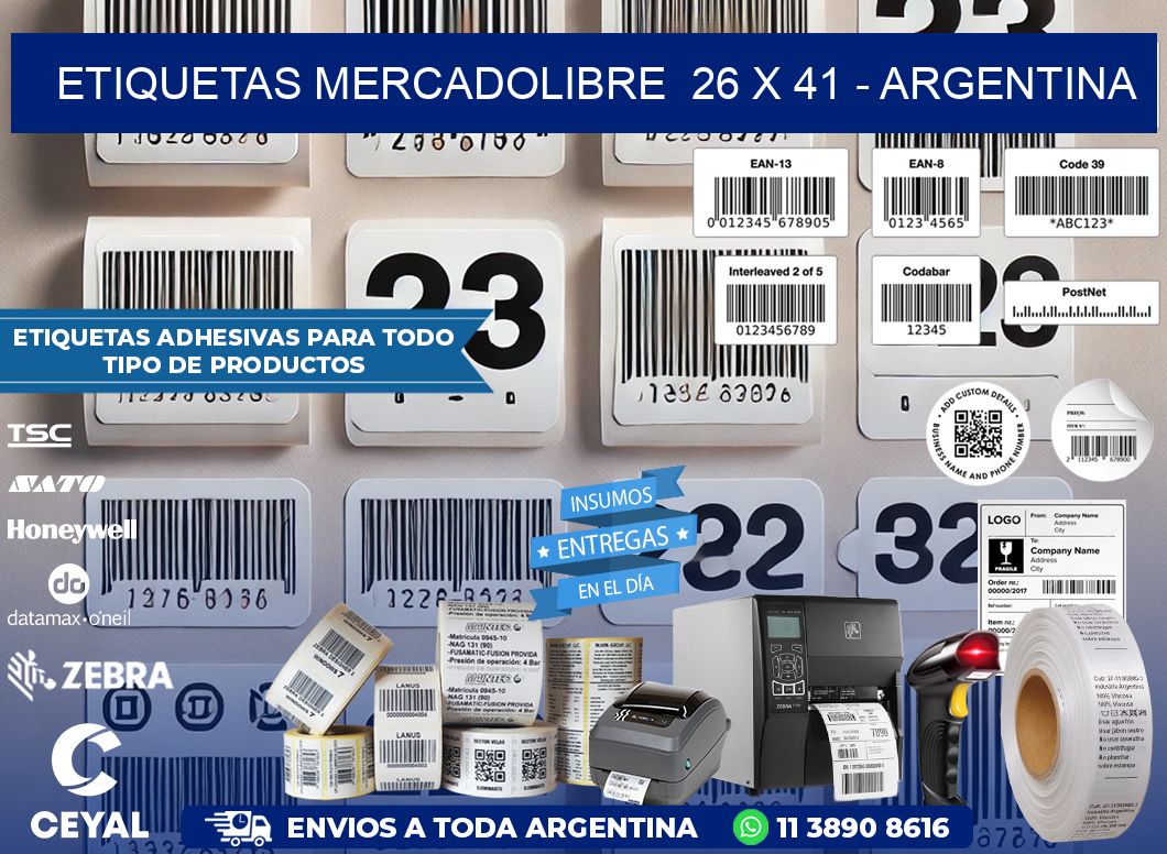 ETIQUETAS MERCADOLIBRE  26 x 41 - ARGENTINA