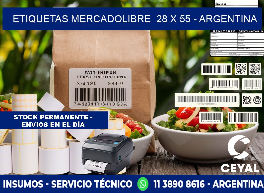 ETIQUETAS MERCADOLIBRE  28 x 55 - ARGENTINA