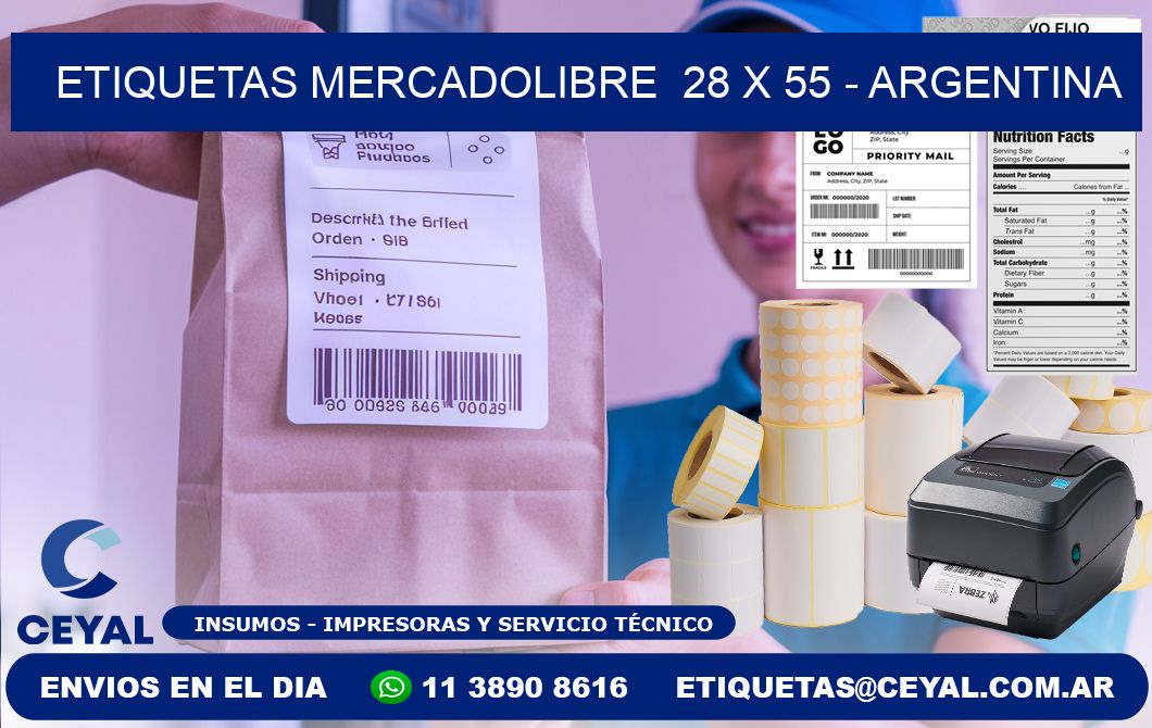 ETIQUETAS MERCADOLIBRE  28 x 55 - ARGENTINA