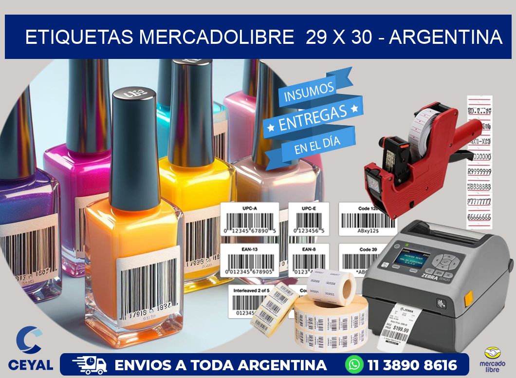 ETIQUETAS MERCADOLIBRE  29 x 30 - ARGENTINA