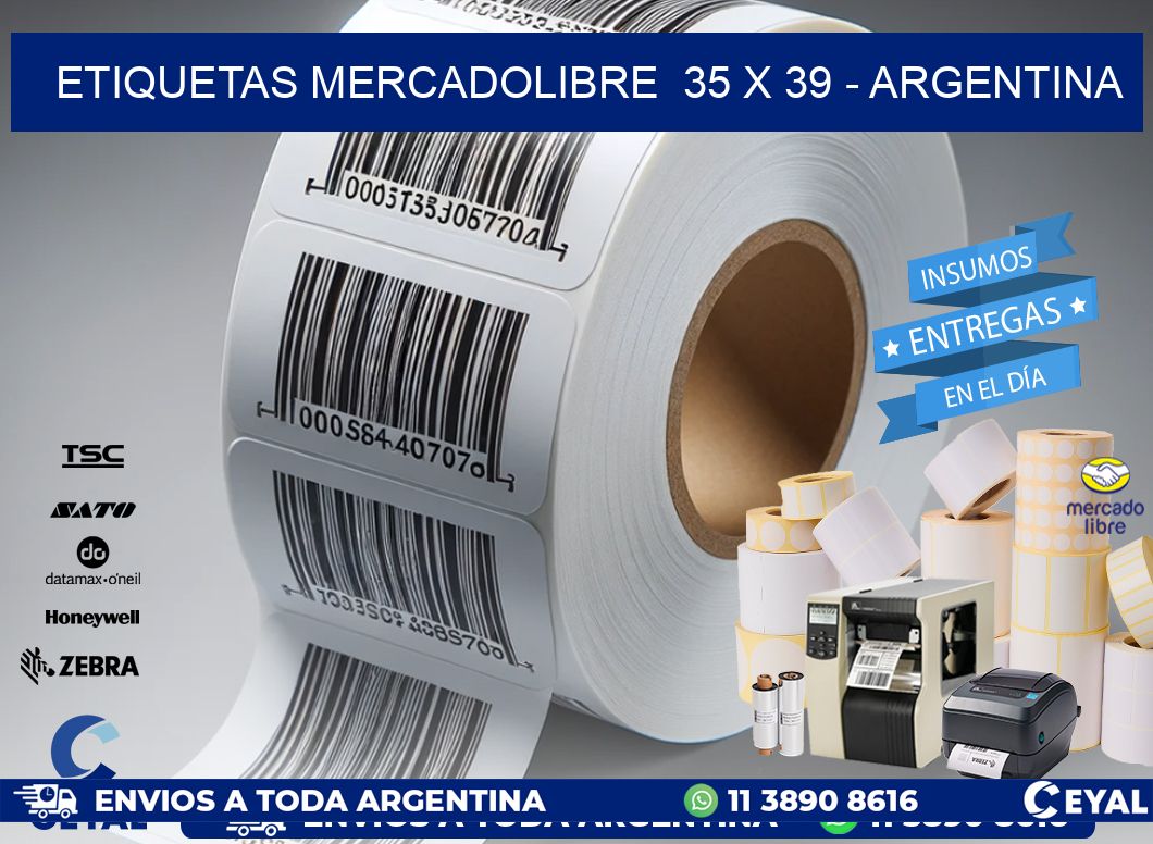 ETIQUETAS MERCADOLIBRE  35 x 39 - ARGENTINA