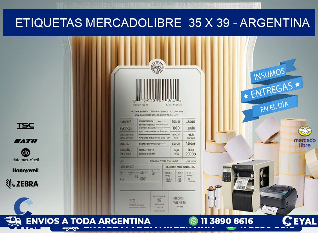 ETIQUETAS MERCADOLIBRE  35 x 39 - ARGENTINA