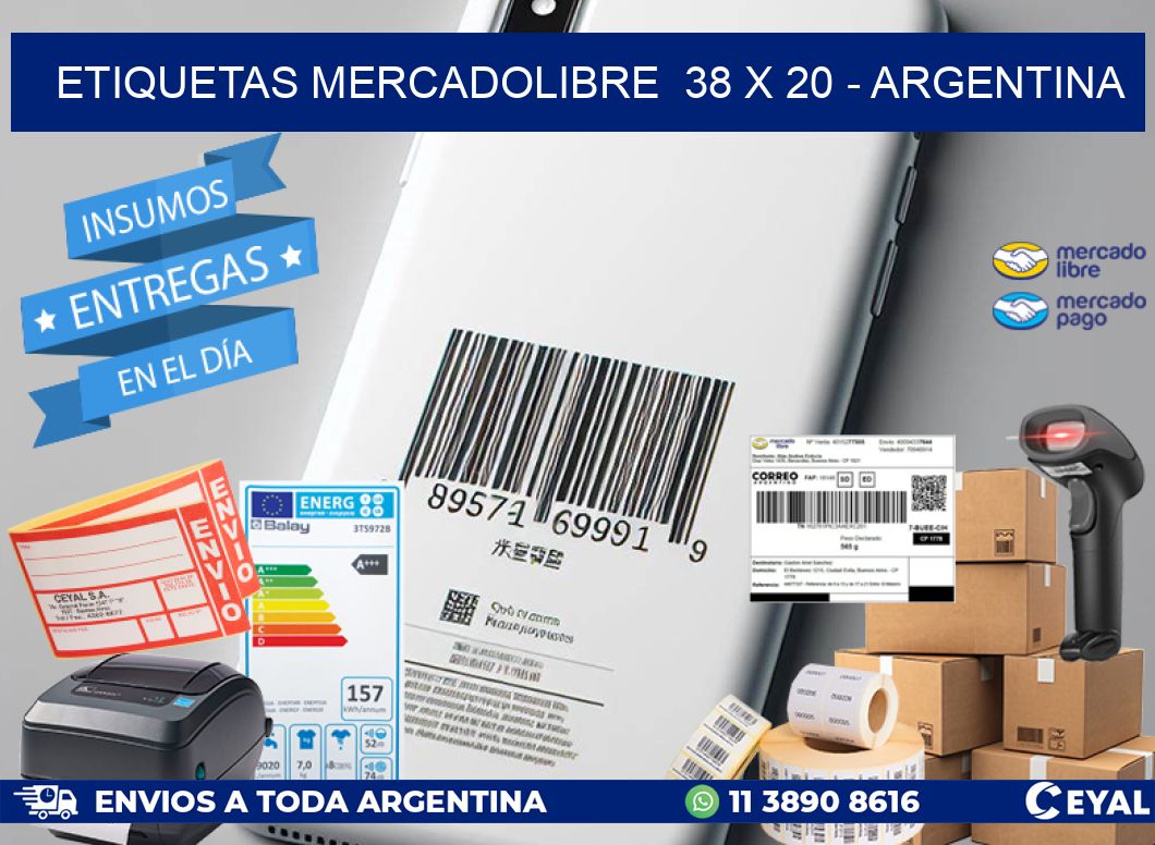 ETIQUETAS MERCADOLIBRE  38 x 20 - ARGENTINA