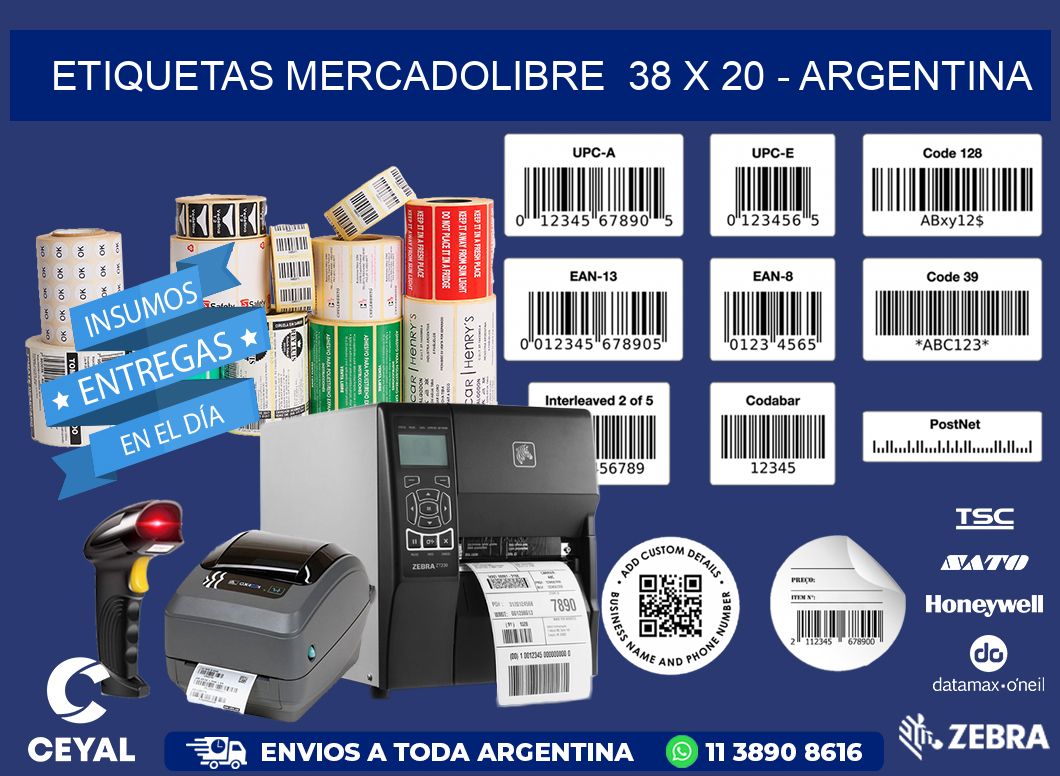 ETIQUETAS MERCADOLIBRE  38 x 20 - ARGENTINA