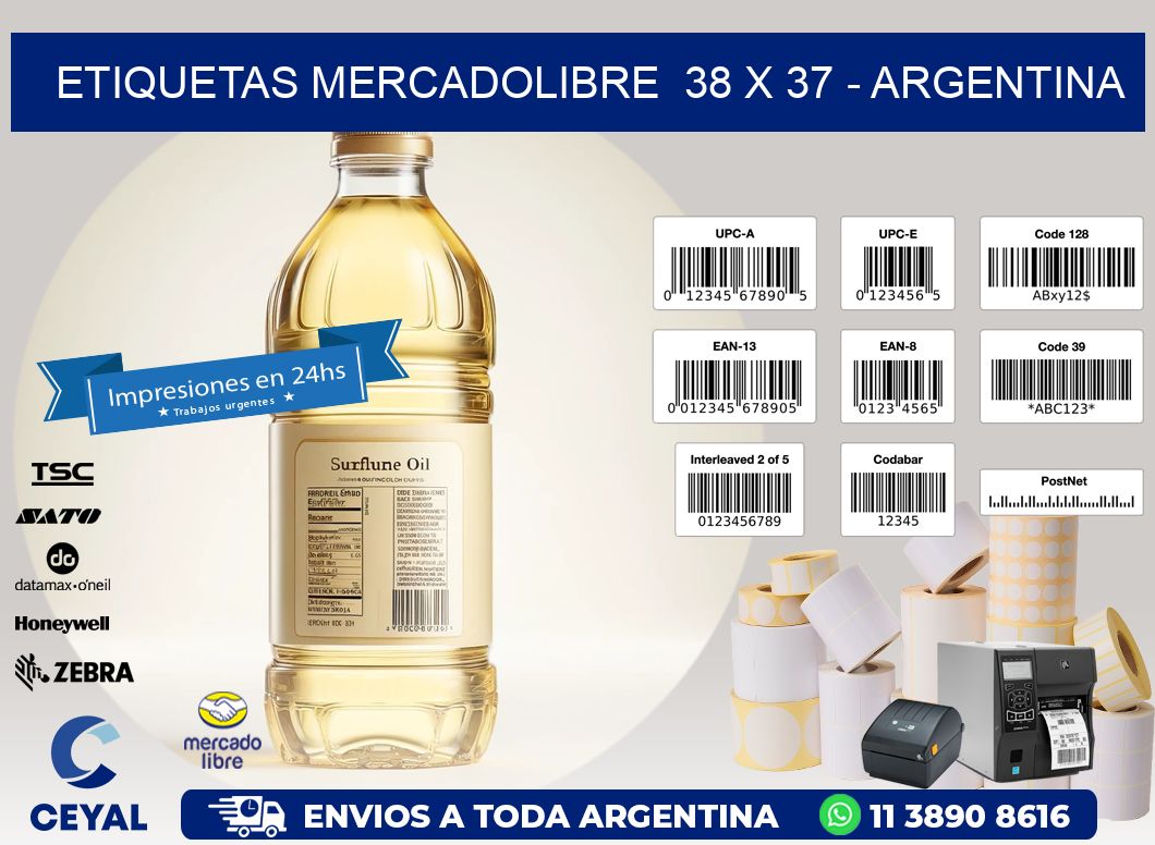 ETIQUETAS MERCADOLIBRE  38 x 37 - ARGENTINA