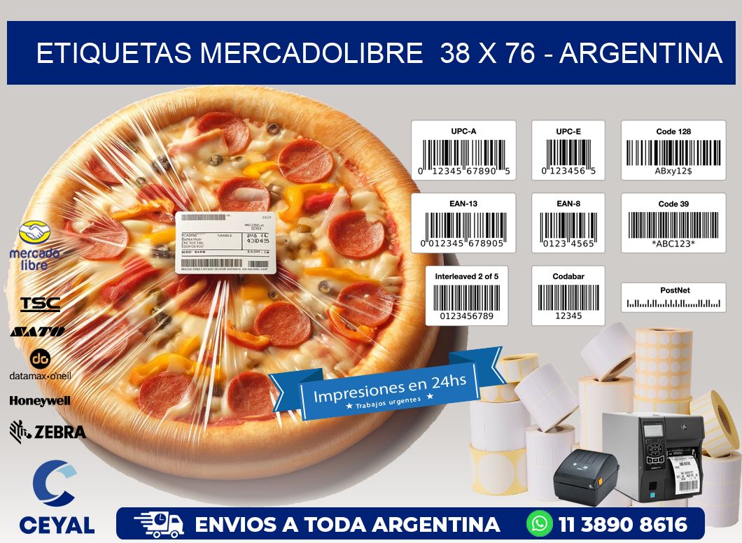 ETIQUETAS MERCADOLIBRE  38 x 76 - ARGENTINA