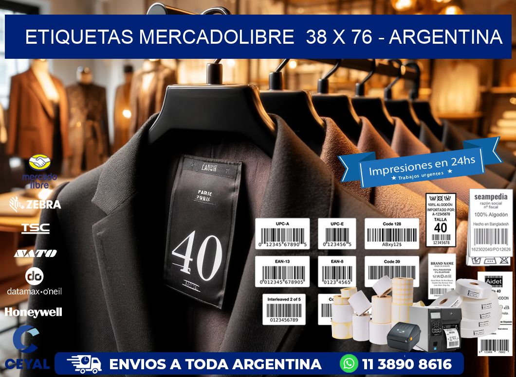 ETIQUETAS MERCADOLIBRE  38 x 76 - ARGENTINA