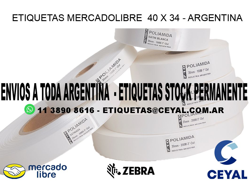 ETIQUETAS MERCADOLIBRE  40 x 34 - ARGENTINA