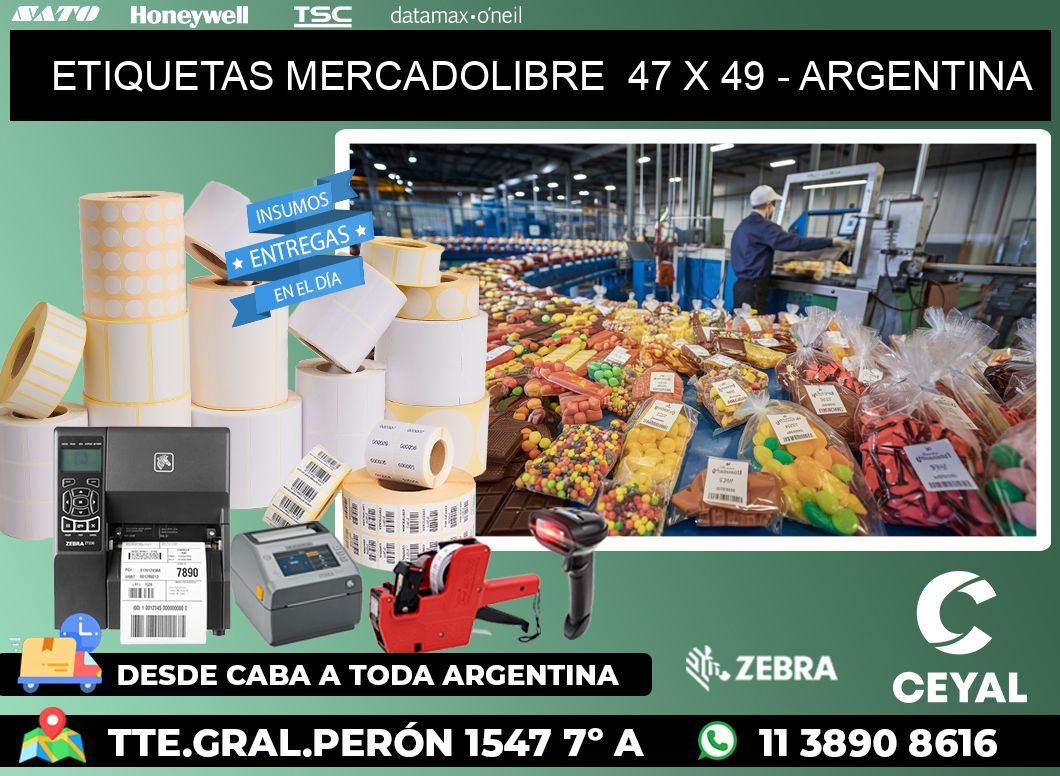 ETIQUETAS MERCADOLIBRE  47 x 49 - ARGENTINA