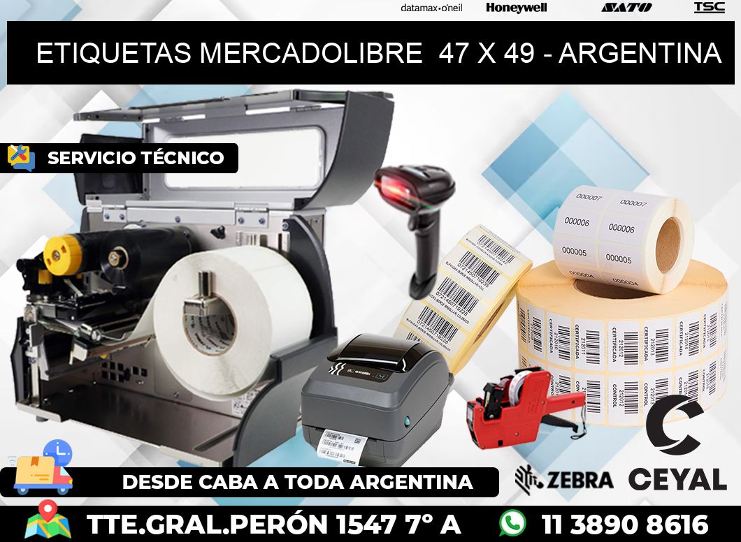 ETIQUETAS MERCADOLIBRE  47 x 49 - ARGENTINA