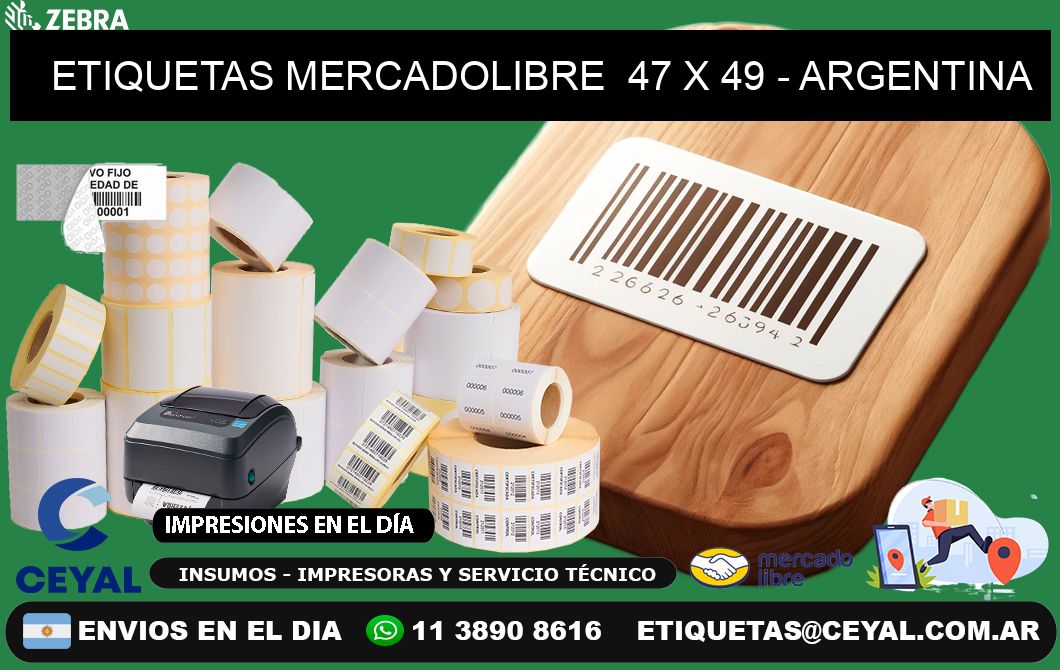 ETIQUETAS MERCADOLIBRE  47 x 49 - ARGENTINA