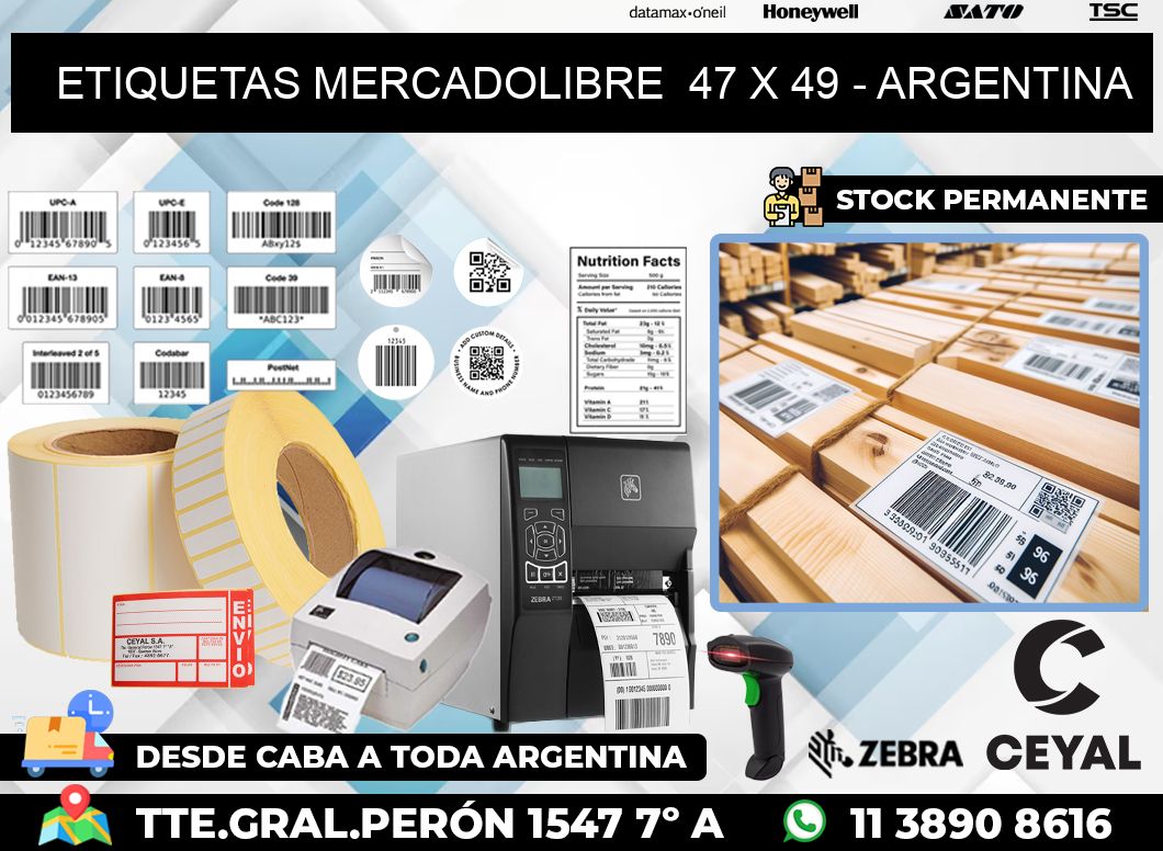 ETIQUETAS MERCADOLIBRE  47 x 49 – ARGENTINA