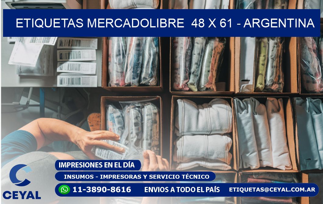 ETIQUETAS MERCADOLIBRE  48 x 61 - ARGENTINA