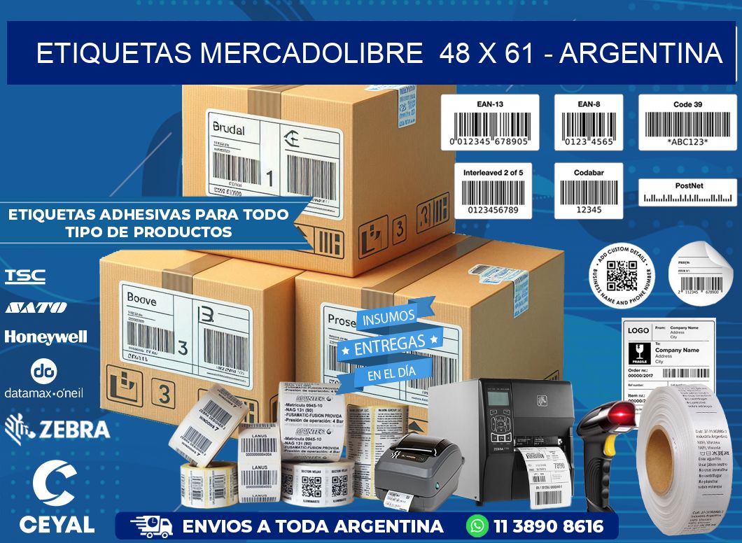 ETIQUETAS MERCADOLIBRE  48 x 61 - ARGENTINA