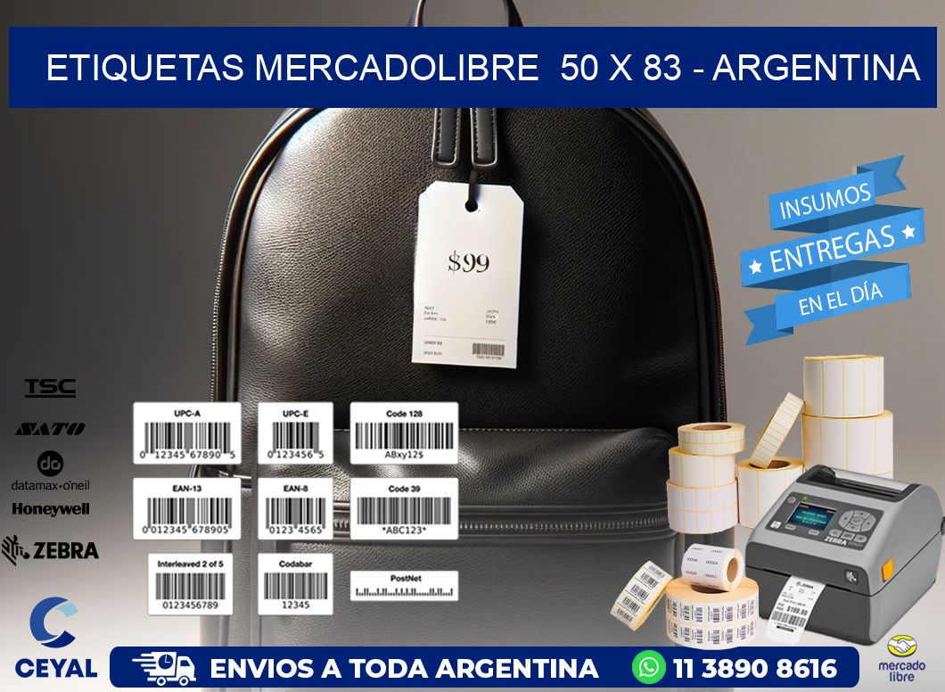 ETIQUETAS MERCADOLIBRE  50 x 83 - ARGENTINA