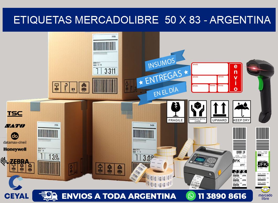 ETIQUETAS MERCADOLIBRE  50 x 83 - ARGENTINA