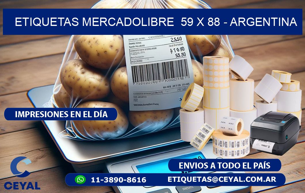 ETIQUETAS MERCADOLIBRE  59 x 88 - ARGENTINA