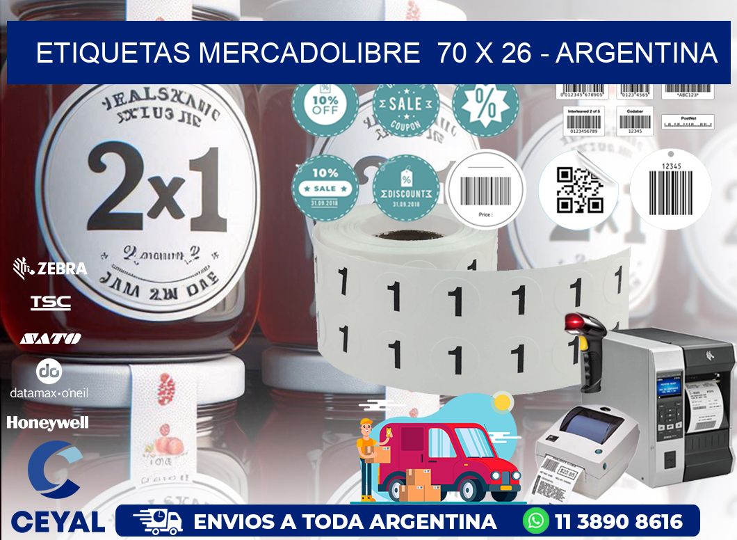 ETIQUETAS MERCADOLIBRE  70 x 26 - ARGENTINA