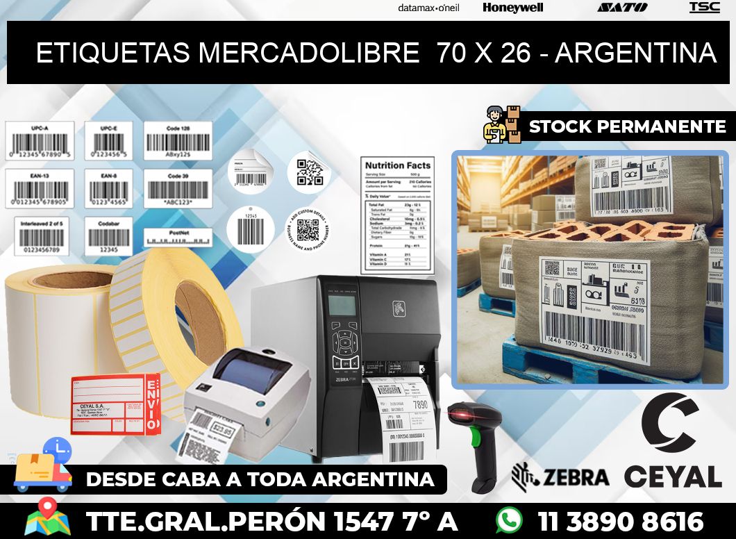 ETIQUETAS MERCADOLIBRE  70 x 26 – ARGENTINA