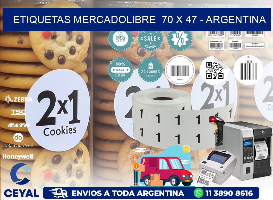 ETIQUETAS MERCADOLIBRE  70 x 47 - ARGENTINA