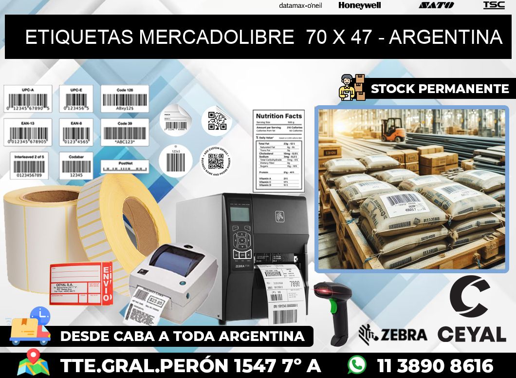 ETIQUETAS MERCADOLIBRE  70 x 47 – ARGENTINA