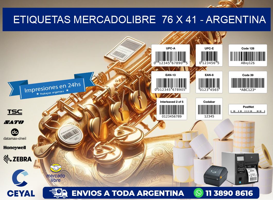 ETIQUETAS MERCADOLIBRE  76 x 41 - ARGENTINA