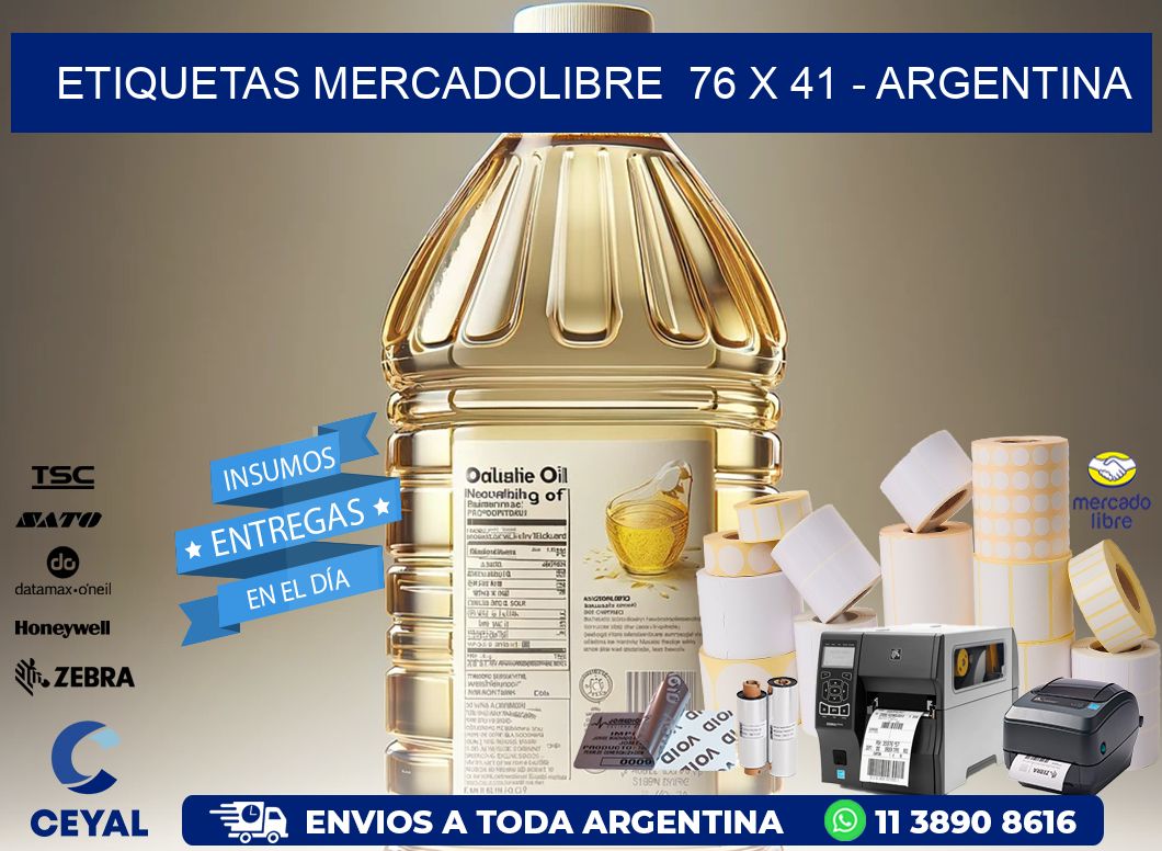 ETIQUETAS MERCADOLIBRE  76 x 41 - ARGENTINA