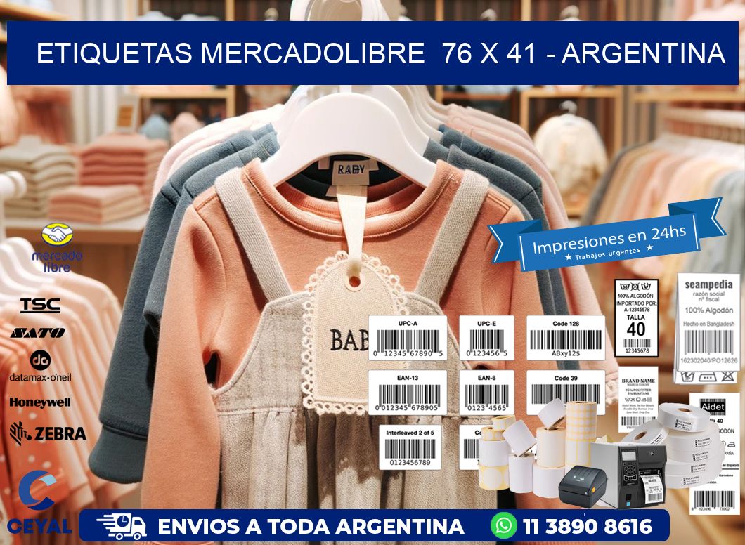 ETIQUETAS MERCADOLIBRE  76 x 41 - ARGENTINA