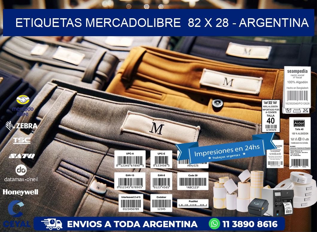 ETIQUETAS MERCADOLIBRE  82 x 28 - ARGENTINA