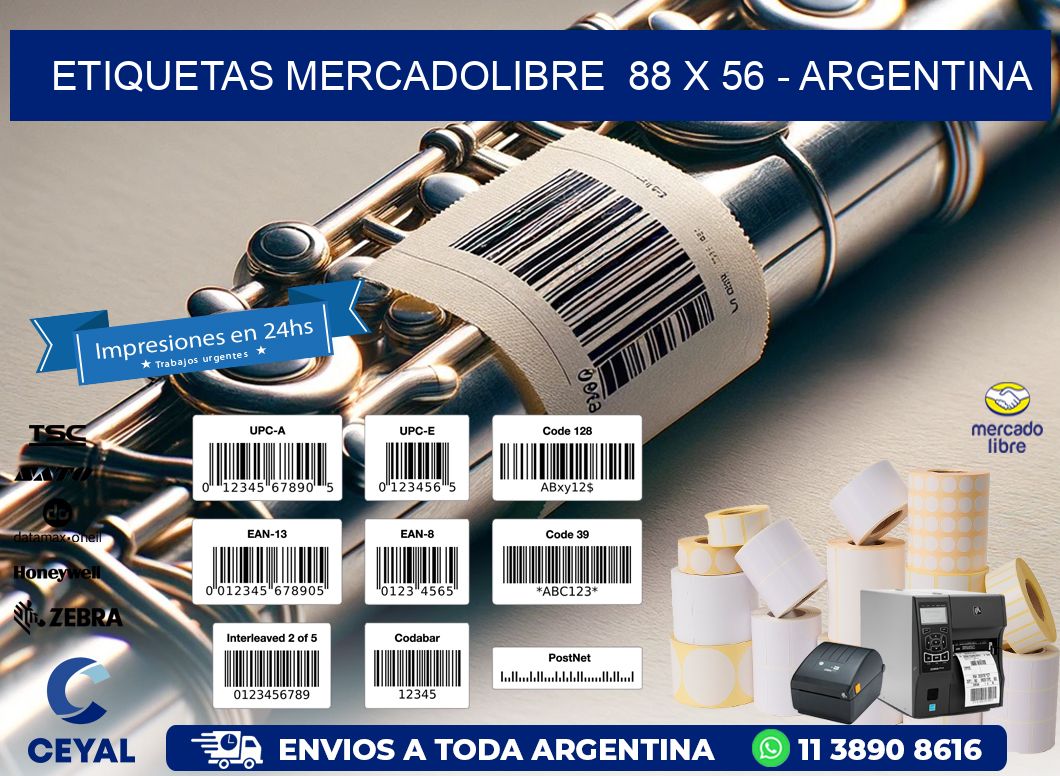 ETIQUETAS MERCADOLIBRE  88 x 56 - ARGENTINA