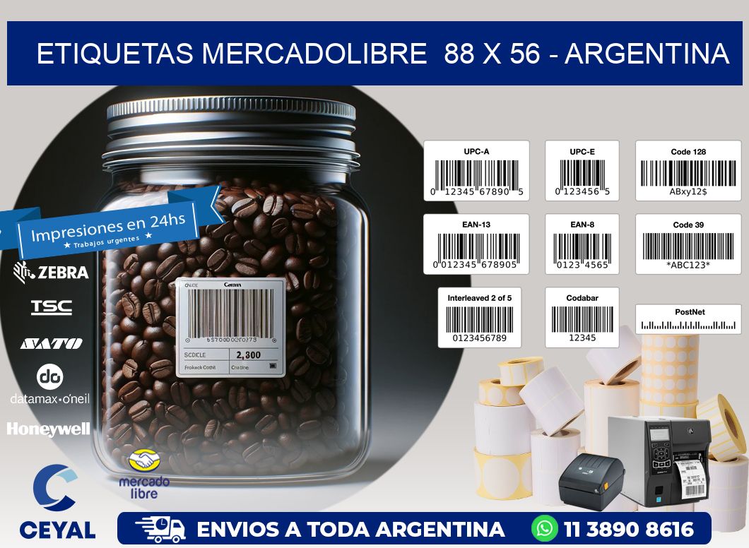 ETIQUETAS MERCADOLIBRE  88 x 56 - ARGENTINA