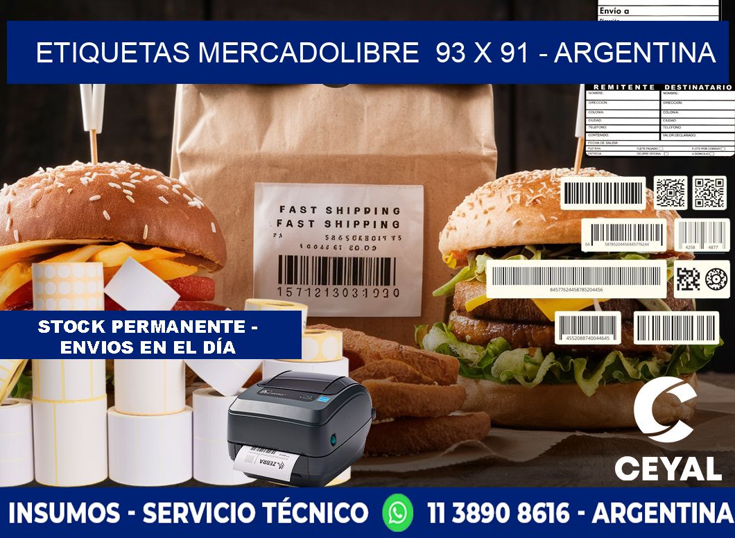 ETIQUETAS MERCADOLIBRE  93 x 91 - ARGENTINA