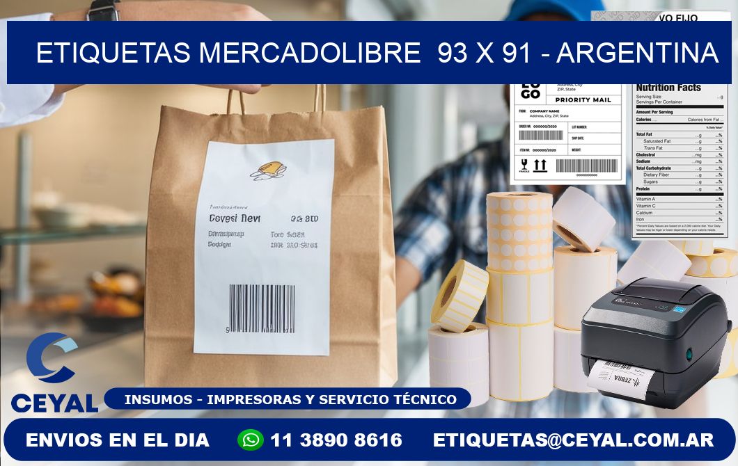 ETIQUETAS MERCADOLIBRE  93 x 91 - ARGENTINA