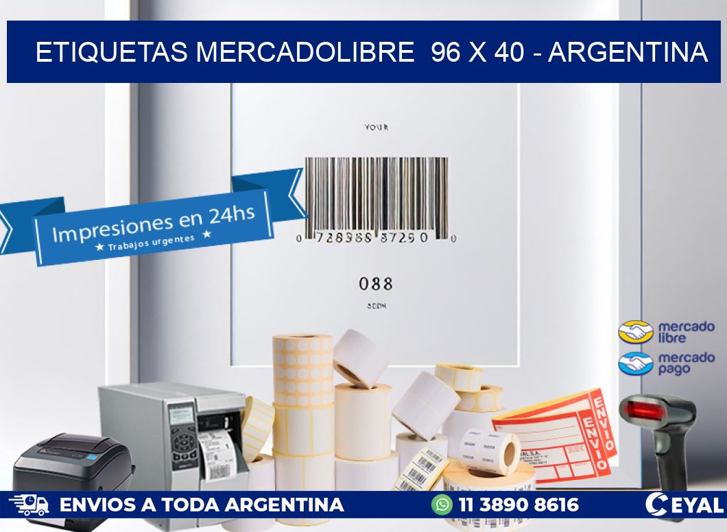ETIQUETAS MERCADOLIBRE  96 x 40 - ARGENTINA