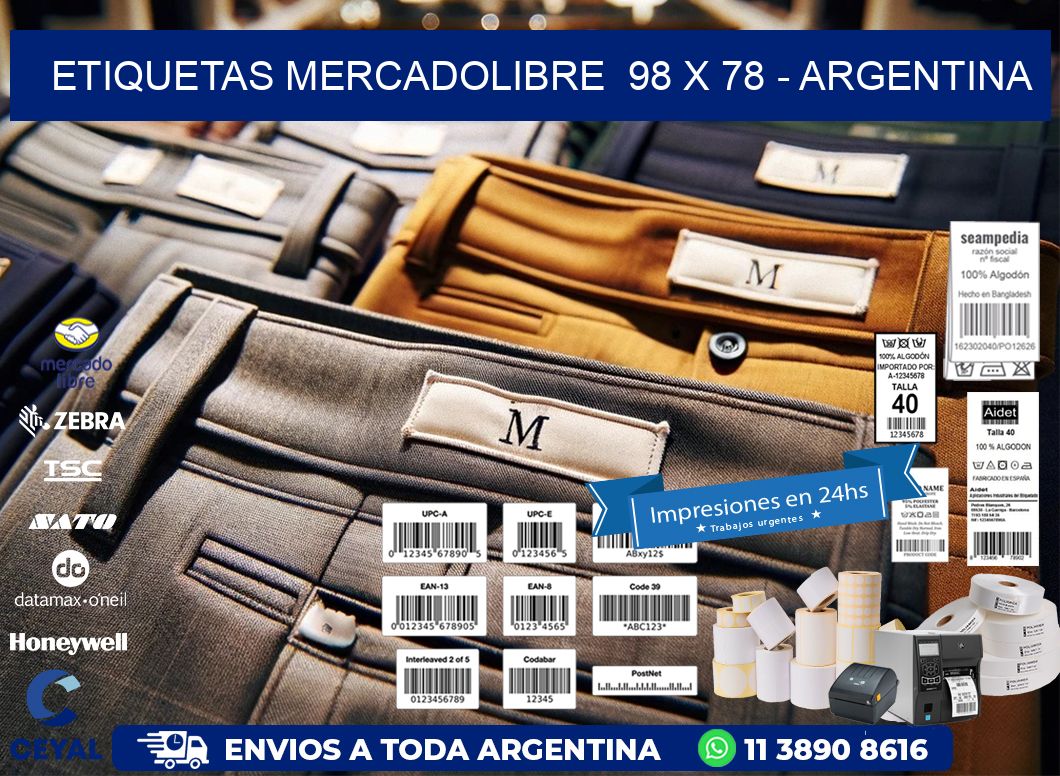 ETIQUETAS MERCADOLIBRE  98 x 78 - ARGENTINA