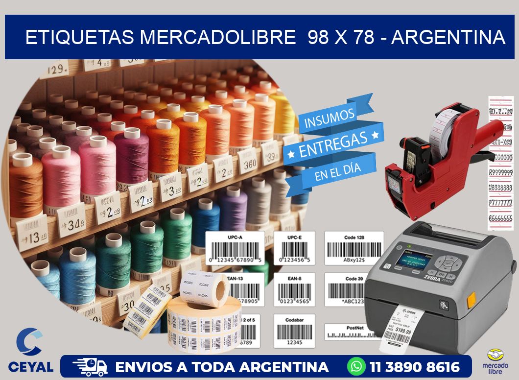 ETIQUETAS MERCADOLIBRE  98 x 78 - ARGENTINA