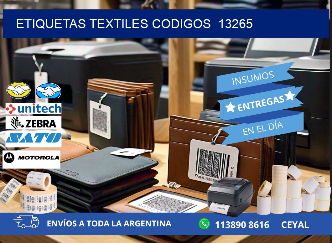 ETIQUETAS TEXTILES CODIGOS  13265