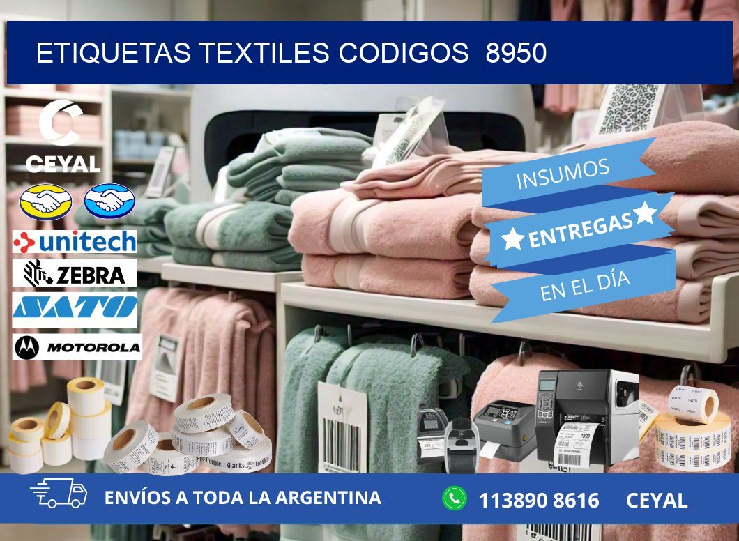 ETIQUETAS TEXTILES CODIGOS  8950