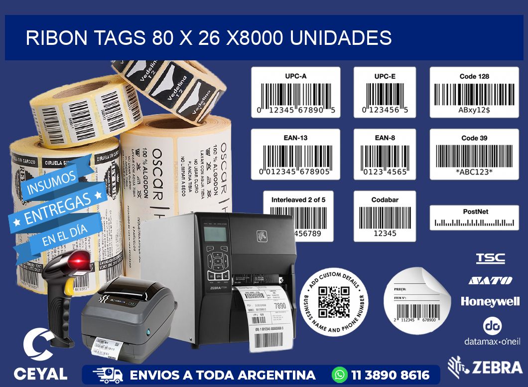 RIBON TAGS 80 x 26 X8000 UNIDADES