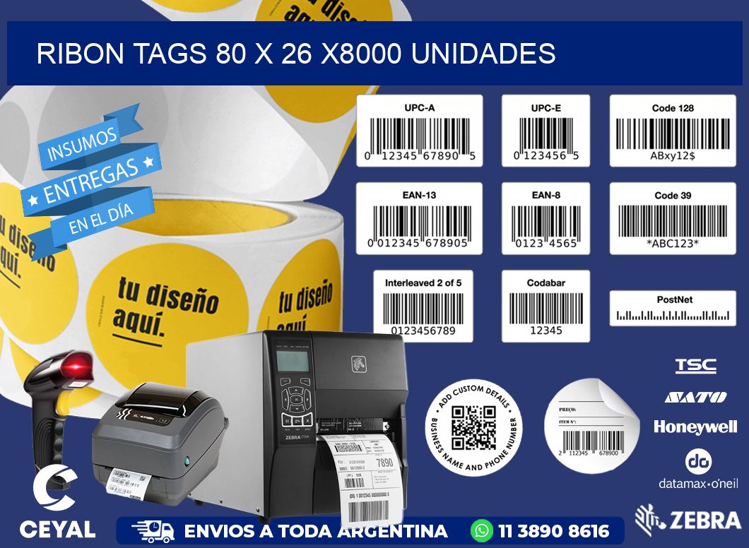 RIBON TAGS 80 x 26 X8000 UNIDADES