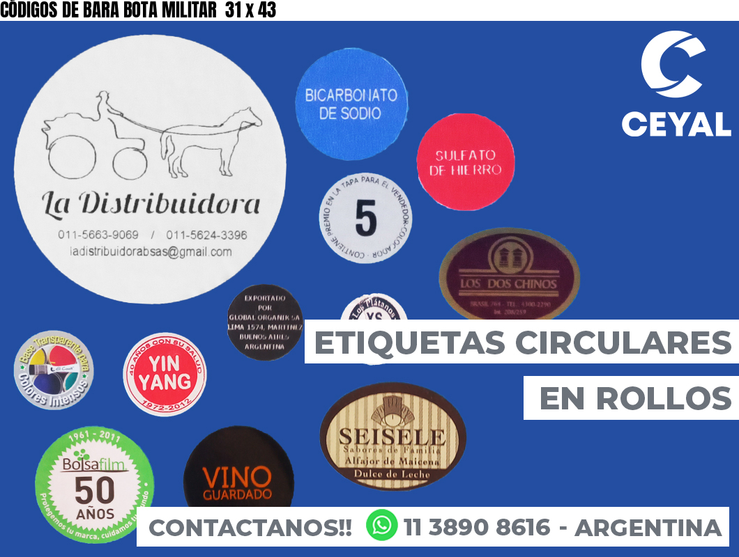 CÓDIGOS DE BARA BOTA MILITAR 31 x 43