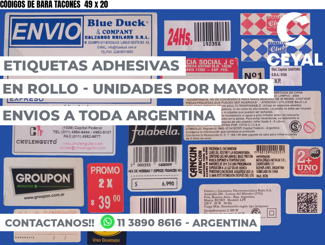 CÓDIGOS DE BARA TACONES  49 x 20