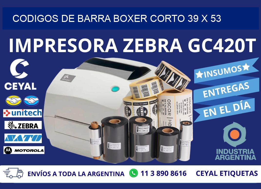CODIGOS DE BARRA BOXER CORTO 39 x 53