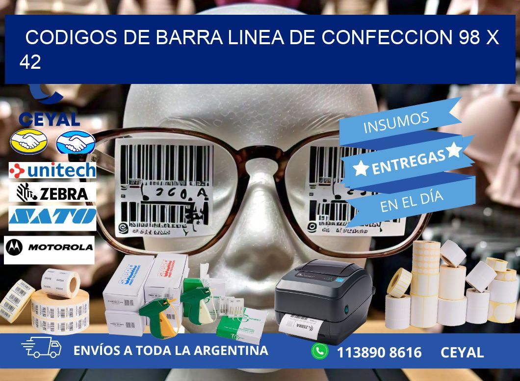CODIGOS DE BARRA LINEA DE CONFECCION 98 x 42